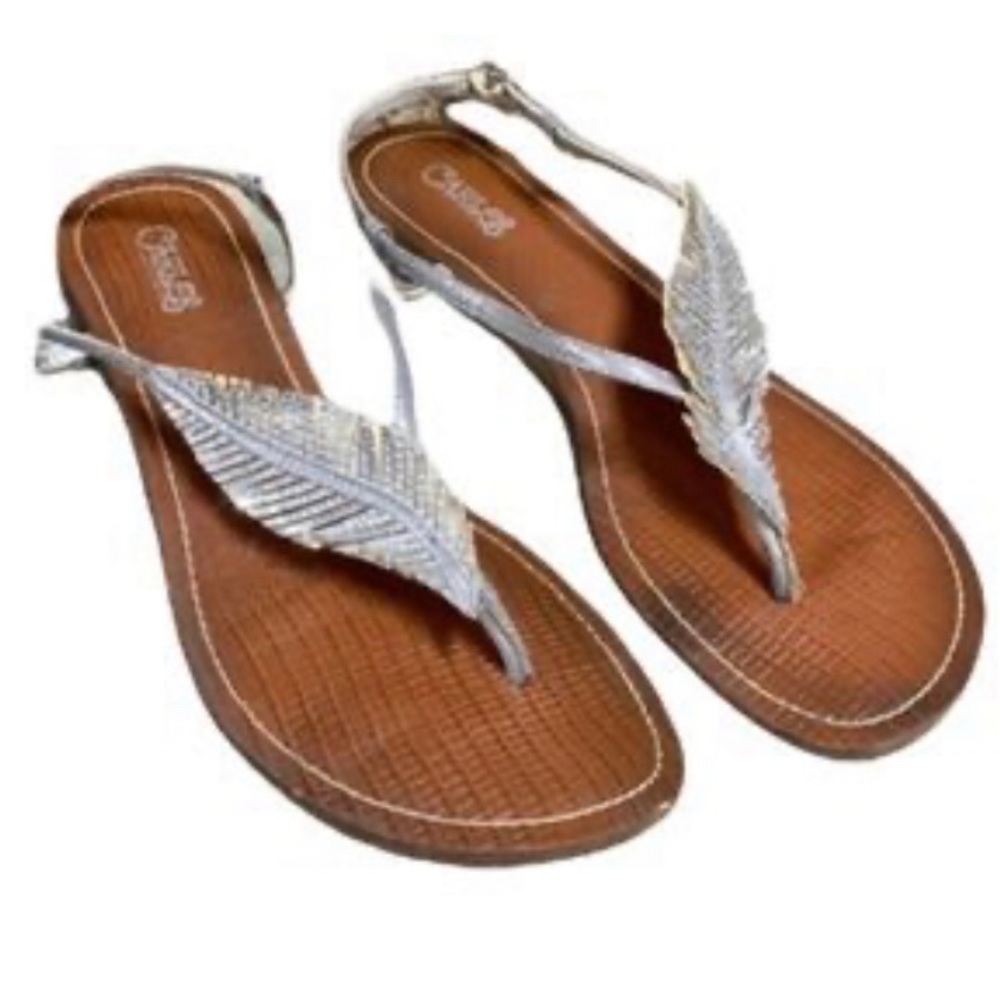 Carlos by Carlos Santana Silver Leaf T-Strap Sandals